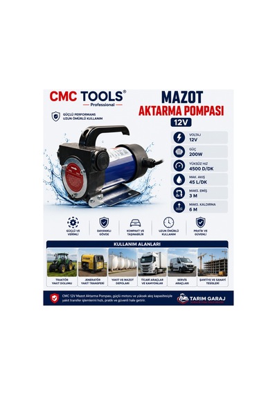 Cmc 3/4 Inc Dıştan Çekme Mazot Aktarım Pompası 12 V