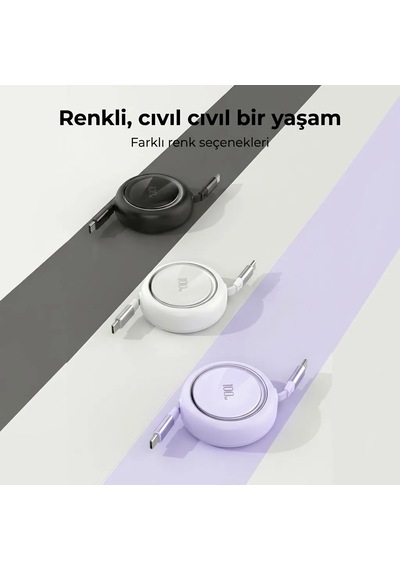 Acl Ack-118 100w Pd Ultra Hızlı Geri Çekilebilir Type-c To Type-c Şarj Kablosu - 1m Beyaz