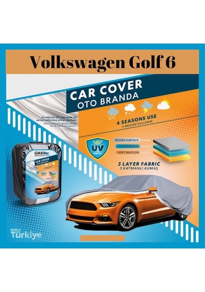 Volkswagen Golf 6 İle Uyumlu Oto Branda 3 Katmanlı Kumaş Araba Brandası 1 Adet