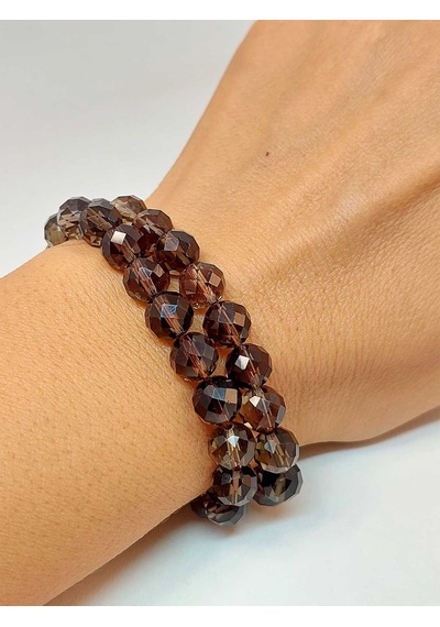 Dumanlı Kuvars Taşı Faset Kesim 8mm Unisex İkili Bileklik