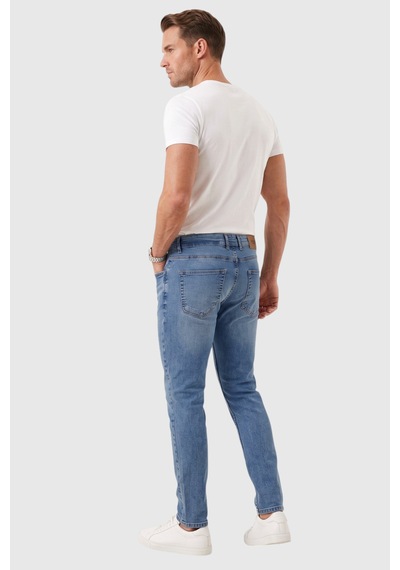 Rizzup Erkek Slim Fit %98 Pamuk Likralı Taşlanmış Mavi Jean Esnek Dar Paça Kot Pantolon 2608303 Rizzup Erkek Slim Fit %98 Pamuk Likralı Taşlanmış Mavi Jean Esnek Dar Paça Kot Pantolon 2608303
