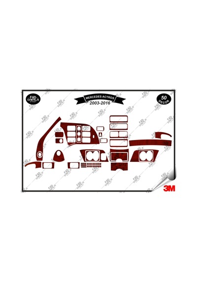 Mercedes Actros 2003 2016 Torpido Konsol Trim Göğüs Maun Kaplama Set 50 Parça Maun Renk