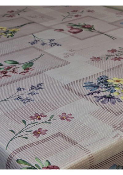 Elyaflı Pvc Muşamba - Desenli Silinebilir Masa Örtüsü Gri Fnt1240 Pembe
