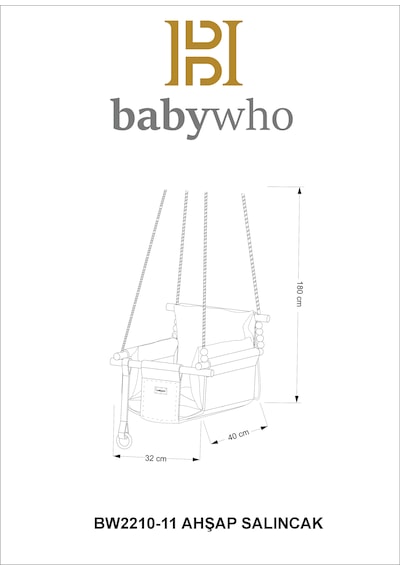 Babywho 2210 - Ahşap Çocuk Salıncak