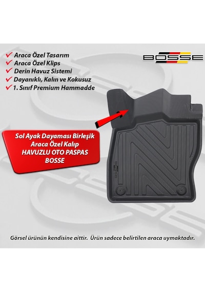 Seat Ateca Paspas Araca Özel 2016 Sonrası BOSSE 3D Havuzlu Oto Paspas