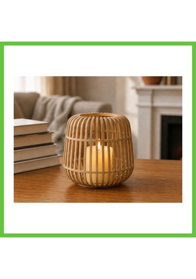 Bezos 3d Baskı Modern Kafes Tasarımlı Dekoratif Mumluk - Tealight Mumluk, Masaüstü Ev Ve Ofis Dekoru-bej Dmc
