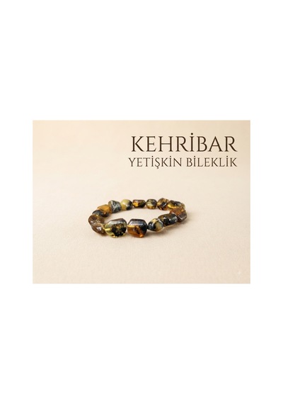 Yetişkin Gerçek Kehribar Kadın Erkek Unisex Bileklik Sevgiliye Hediye Haki Haki