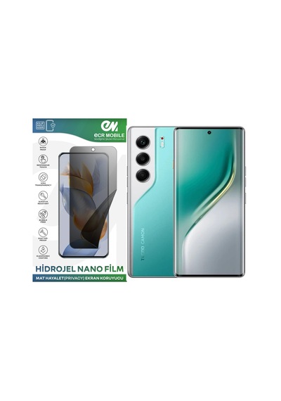 Tecno Camon 40 Pro Uyumlu Hidrojel Nano Ekran Koruyucu Film Hayalet Privacy Tempered Cam Değildir