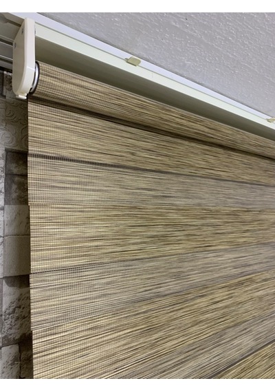 Bambu Açık Kahve Renk Zebra Perde (Etekli)