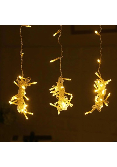 8 Fonksiyonlu 200 Led 10 Saçak Şerit Led 2x2 Perde İp Led Gün Işığı Bx40 Çok Renkli