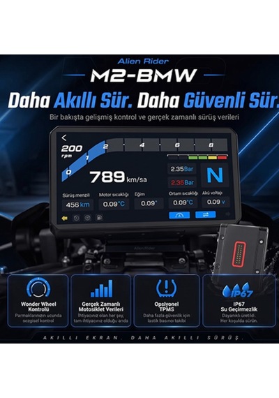 Alienrider M2-bmw 6.2 İnç Akıllı Motosiklet Ekranı - Wonder Wheel - Android Auto Siyah