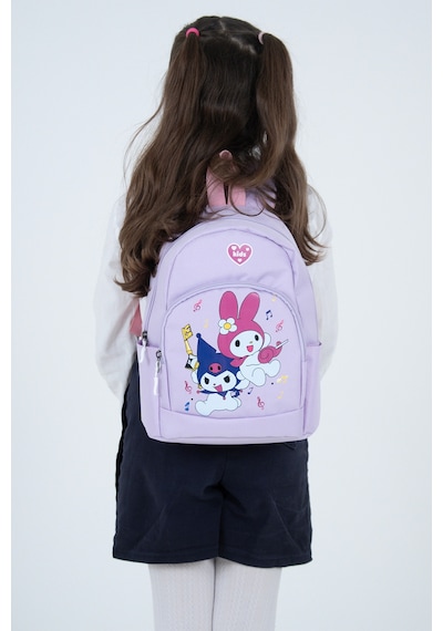 Açık Mor My Melody & Kuromi Figürlü Kız Çocuk Anaokulu Sırt Çantası Müzik Temalı Kreş Çantası Lila
