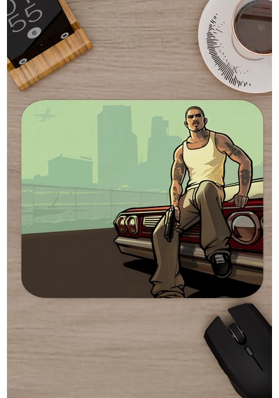 Gta San Andreas Kaymaz Dikişli Kauçuk Oyuncu Mousepad V5 - 22x18 Gaming Mouse Pad Fare Altlığı