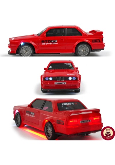 Uzaktan Kumandalı Mini Drift Bmw Evo30 Model Araba Dahili Şarjlı Işıklı 4x4 Taşıma Kumandalı Hız Hassasiyetli Ve Kademeli ,kuka Ve Drift Tekerleri Hediye 1:43 Ölçek Kırmızı