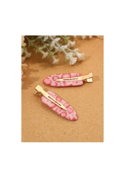 Pembe Leopar Desenli Kawaii Çıt Çıt 4'lü Makyaj Tokası