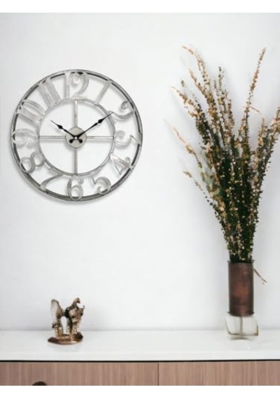 Rakamlı Metal 40 Cm Duvar Saati Gri Çok Renkli