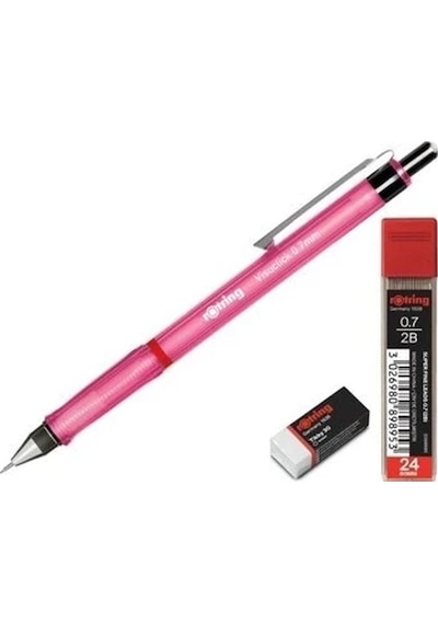 Rotring Visuclick 0.7 Uçlu Kalem Seti Uç ve Silgi Pembe N11.2081