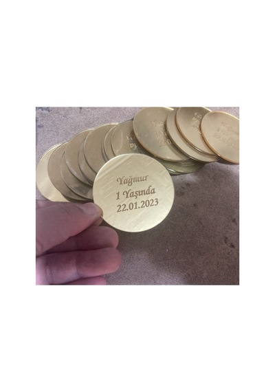 20 Adet Pleksi 7 Cm Yuvarlak Ortalı Yazı