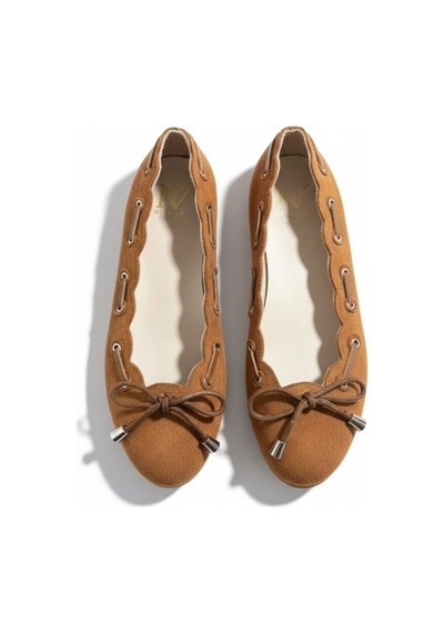 Ne&ve Shoes Taba Süet Biye Detaylı Kapsüllü Kadın Yuvarlak Buunlu Günlük Babet