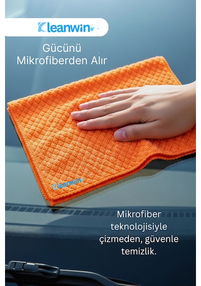 Lucid Mikrofiber Araba Cam Bezi 50x70 Cm 240 Gsm Turuncu & Gri Cam Silme Ve Kurulama Bezi