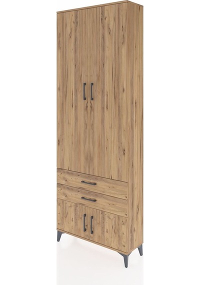 Arges Dolap 4 Raflı 2 Çekmeceli 4 Kapaklı 88x30x243 Çam-çam Çam
