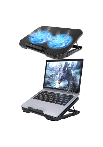 2 Gözlü Büyük Fanlı Laptop Soğutucu Stand Yükseklik Ayarlı Geniş Laptop Fanı