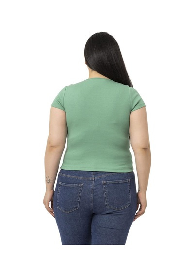 Disentis Büyük Beden Yarım Kollu Göğüste Bağcık Detaylı Kaşkorse Yeşil Body-yeşil Yeşil