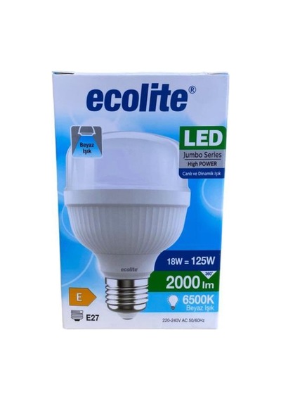 Ecolite 18w 125w Jumbo Led Ampul 6500k Beyaz Işık E27 Duylu
