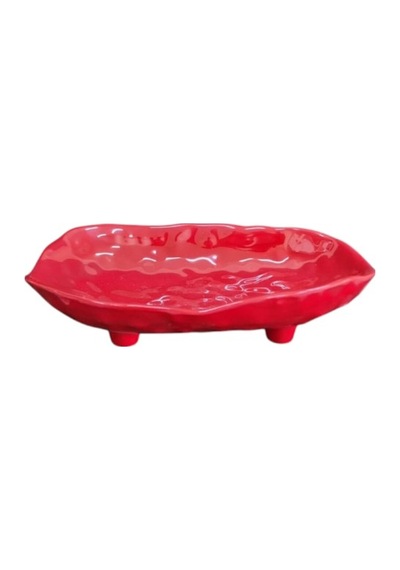 Melamin Kırılmaz Soft Lux Kayık Tabak 30x19x6 Cm - Kırmızı Sunum Tabağı, Kahvaltı Tabağı, Restoran Kırmızı
