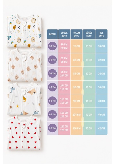 Babyhola Çıkarılabilir Kollu Fermuarlı Uyku Tulumu 1-8 Yaş Pazen 4 Mevsim 2701 Bej