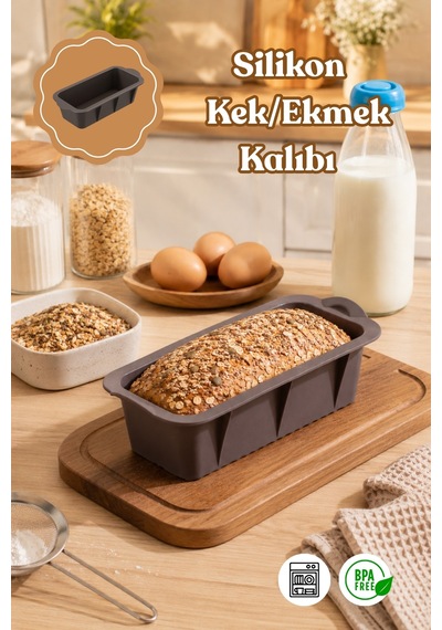 Porsima 30003 Silikon Ekmek Kalıbı Dikdörtgen Kek Kalıbı Antrasit 7 25cm
