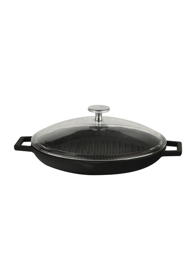 Yuvarlak Izgara Tava Çap 30 Cm Cam Kapak Çok Renkli