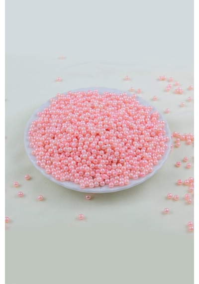 4 Mm Pembe Ve Soluk Ton Plastik İnci Boncuk Aksesuar Takı Malzemesi 25 Gr