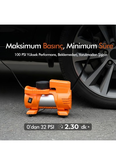 Araç Çakmak Girişli Dijital Hava Kompresörü Lastik Şişirme Pompası 12v Taşınabilir Oto Kokusu