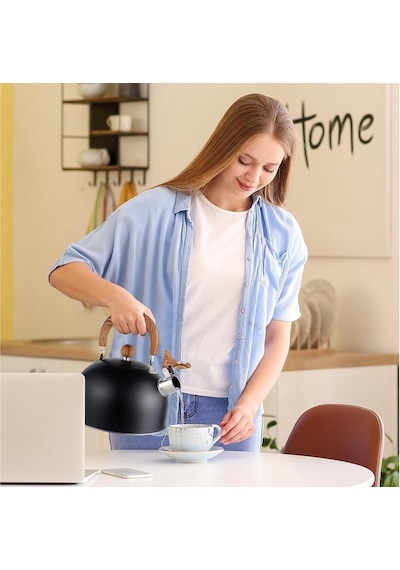 Valkyrie 3l Düdüklü Kettle Su Isıtıcı Çaydanlık Paslanmaz Çelik Yüksek Islıklı Siyah Siyah