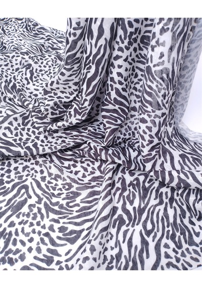 Siyah Beyaz Zebra Desende İncecik Tiril Tiril Triko Örme Kumaş Hırkalık & Kazaklık En: 150cm-12434 Siyah,beyaz