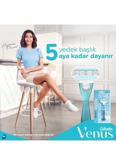 Gillette Venus Smooth Tıraş Makinesi + Yedek Başlık 5'li