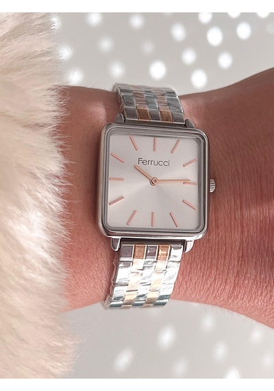 Ferrucci Fcf32786 Kare Kadran Çelik Kordon Vintage Model Kadın Kol Saati Gümüş