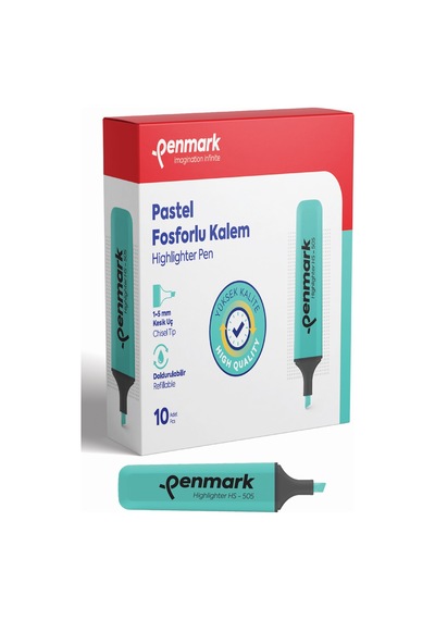 Penmark Fosforlu Kalem Pastel Mint Yeşili Hs-505 12 Çok Renkli