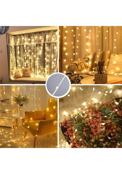 8 Modlu 3 Mt X 3 Mt Perde Led 10 Sarkıtlı Usb Li 3 Metre