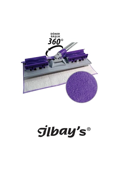 İlbay's Mikrofiber Mandallı Yer Mopu Mor + Yedek Mop