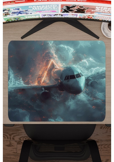 Airplane Uçak Kaymaz Dikişli Kauçuk Oyuncu Mousepad V1 - 48x40 Xl Gaming Mouse Pad Fare Altlığı