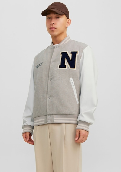 Jack & Jones Harf İşlemeli Bomber Ceket - College 12241559 Crockery Siyah