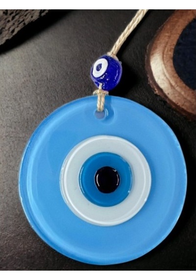 Mini Boy Bebe Mavisi Nazar Boncuklu Duvar Süsü 10 Cm Cam Duvar De