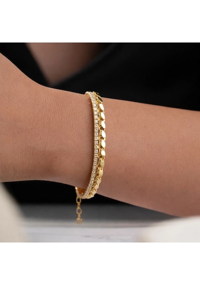 Gümüş Gold Pullu Su Yolu Kadın Bileklik Çok Renkli