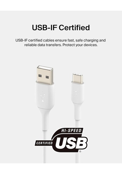 Boost Charge Usb C Şarj Kablosu, Usb-c, Usb-a Kablosu, iPhone Uyumlu 16, 15, S24, S23, Google Pixel, İpad , Switch Daha Fazlası İçin, 1 Metre, 2' , Sku: Smg8690010118158