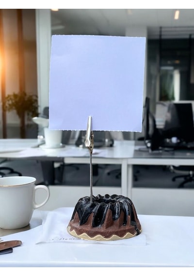 Dilimli Çikolatalı Kek Temalı Fotoğraf Not Tutacağı Kahve