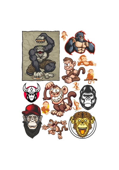Maymun Sticker Set-1 12 Parça Telefon, Tablet, Defter, Laptop Sticker