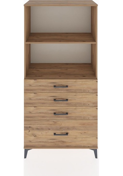 Hyperion Dolap 2 Raflı 4 Çekmeceli 88x44x182 Çam-çam Çam