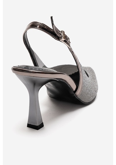 Luvishoes Dorata Platin Taşlı Kadın İnce Topuklu Abiye Ayakkabı